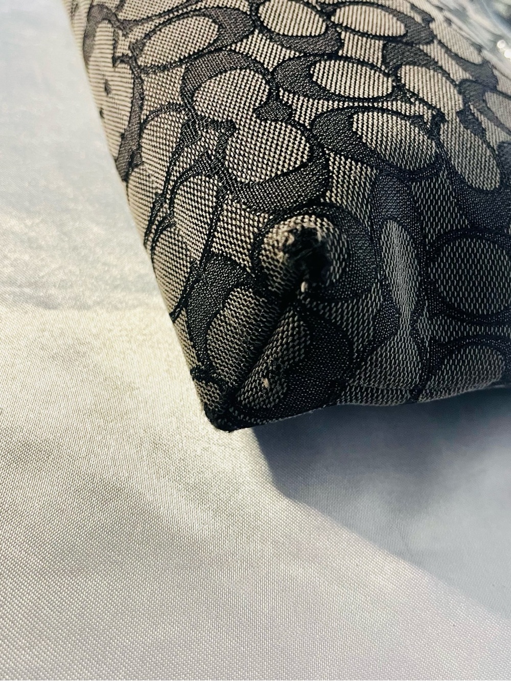Coach Signature File Crossbody Bag F32203 Charcoal Black Jacquard Leather Trim - Picture 7 of 16